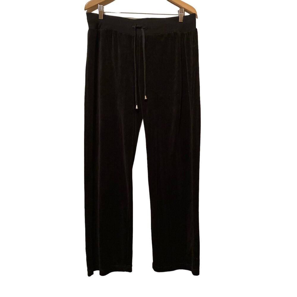 Central Park Women‎ Black Velour Pants XL Drawstring